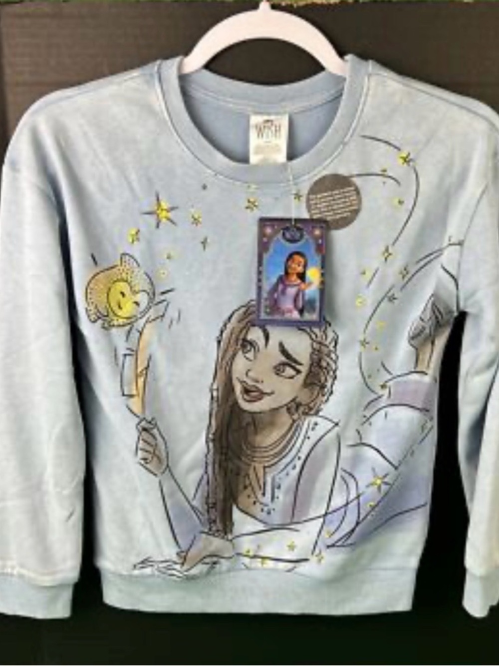 Wish Light Blue Pullover with Yellow Star Accents Sz Large (10/12)